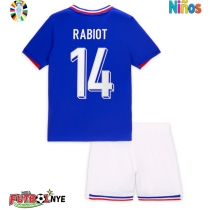 Camiseta Francia Adrien Rabiot #14 Primera Equipación para niños Eurocopa 2024 manga corta (+ pantalones cortos)